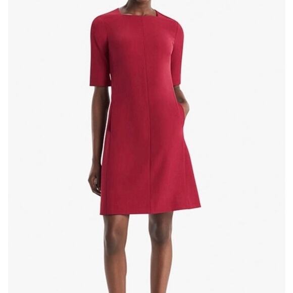 M.M. LaFleur Emily Rhubarb Red Square Neck A-Line Office Mini Dress 4 - Picture 1 of 14